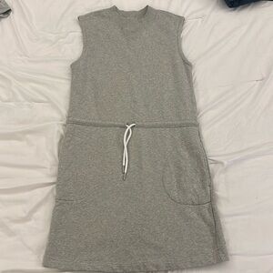 NWOT Zella Women's Gray Sleeveless Sweatshirt Dress Drawstring Waist Size Small